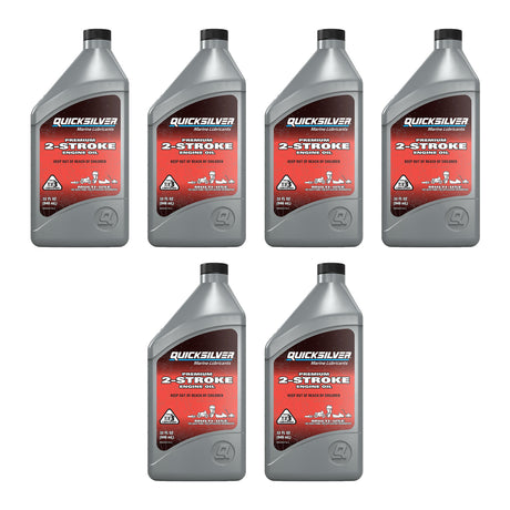 OEM Mercury / Quicksilver 858021Q01 Premium 2-Cycle TC-W3 Oil, Outboards, PWC, Snowmobiles, Motorcycles and Chainsaws, 1 Qt. — pack of 6 supplier units