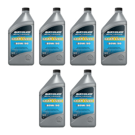 OEM Mercury / Quicksilver 80W-90 Premium Gear Lube, Marine Engine, 32 oz. 858058Q01 — pack of 6 supplier units