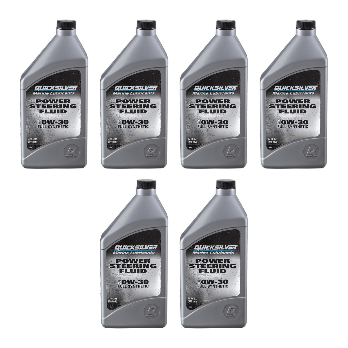 OEM Mercury / Quicksilver 858077Q01 Power Steering Fluid SAE 0W-30, Full Synthetic, 32 Oz. Bottle — pack of 6 supplier units