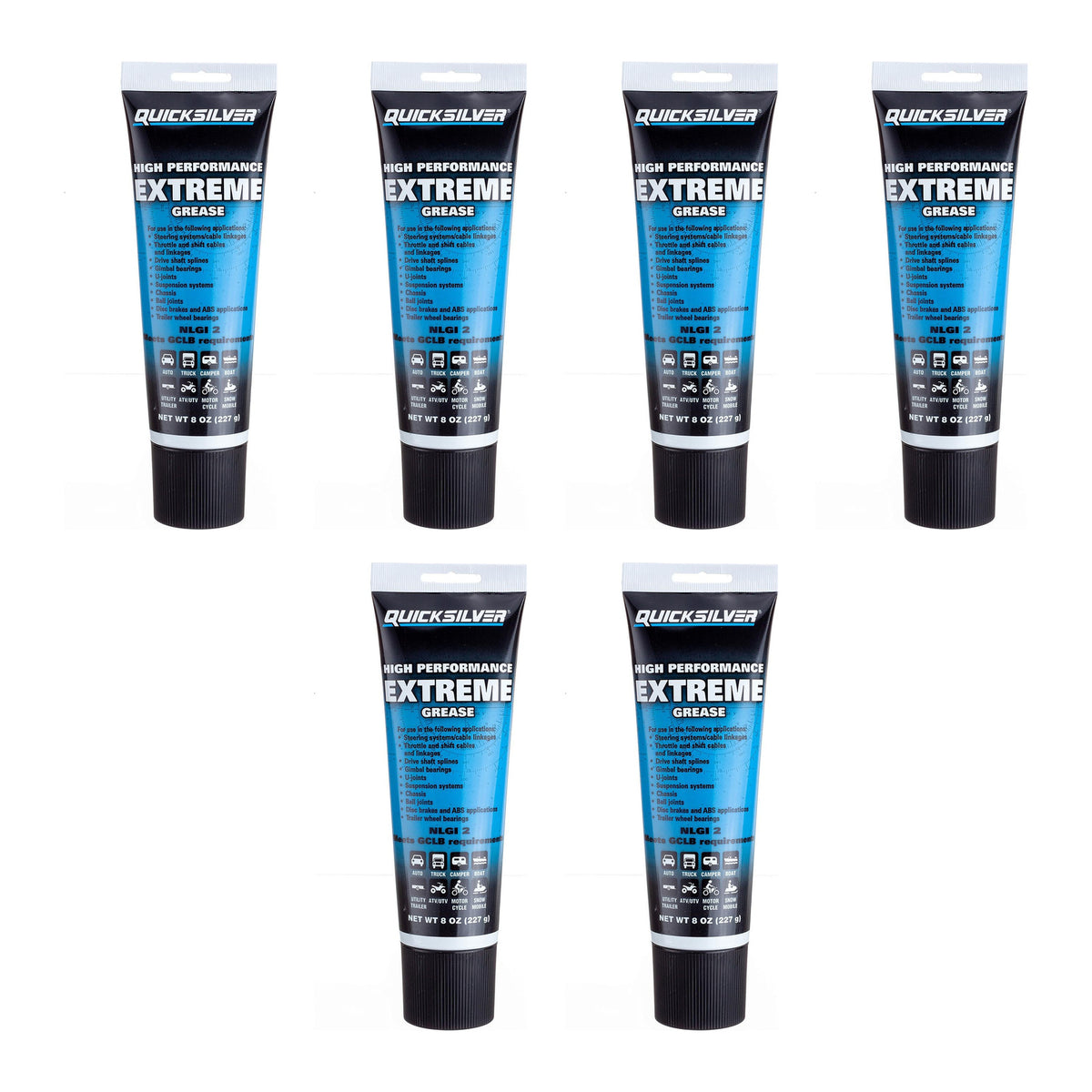 OEM Mercury / Quicksilver 8M0071838  High Performance Multi-Purpose Extreme NLGI 2 Marine Grease, 8 Oz. Tube — pack of 6 supplier units