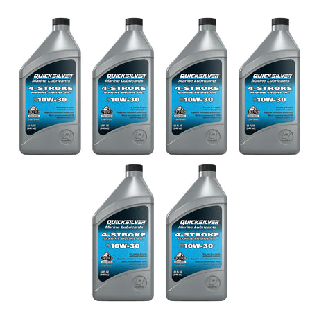 OEM Mercury / Quicksilver 10W-30 Marine Engine Oil, 1 Qt. 8M0078616 — pack of 6 supplier units