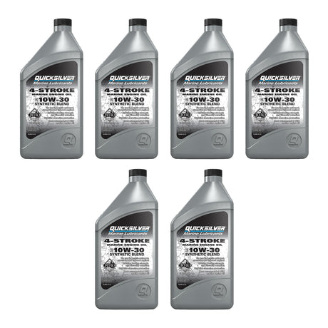 OEM Mercury / Quicksilver 10W-30 Synthetic Blend Marine Engine Oil, 1 Qt  8M0142135 — pack of 6 supplier units
