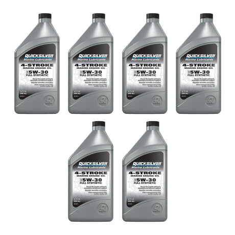 OEM Mercury / Quicksilver 5W-30 Full Synthetic Marine Engine Oil, 1 Qt.  8M0148474 — pack of 6 supplier units
