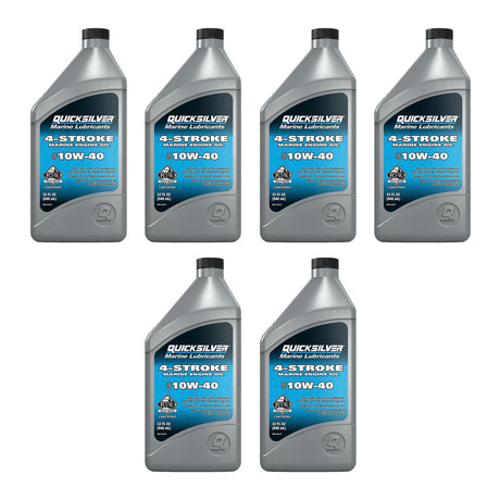 OEM Mercury / Quicksilver 10W-40 Marine Engine Oil, 1 Qt.  8M0148476 — pack of 6 supplier units