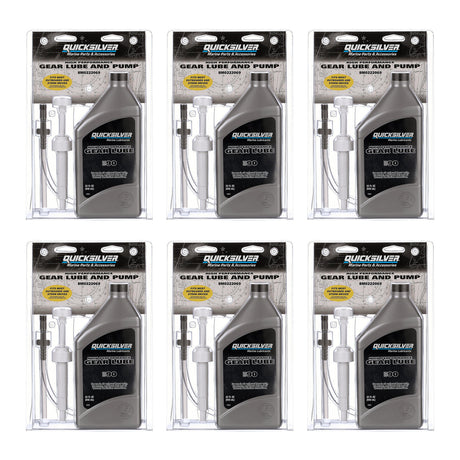 OEM Mercury / Quicksilver 8M0222069 SAE 90 High Performance Gear Lube and Pump Kit, 32 Fl. Oz. — pack of 6 supplier units