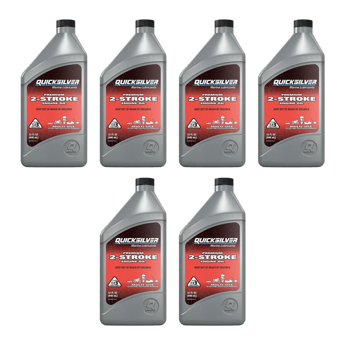 OEM Mercury / Quicksilver 8M0229789 Premium 2-Cycle TC-W3 Oil, Outboards, PWC, Snowmobiles, Motorcycles and Chainsaws, 1 Qt. 8M0229789 — pack of 6 supplier units