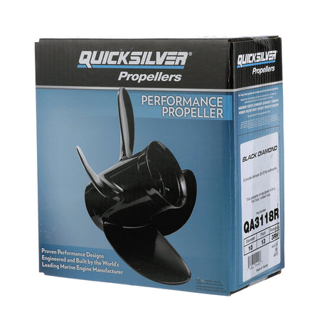 OEM Mercury / Quicksilver Black Diamond 3-Blade Aluminum Propeller, 10" Diameter x 13" Pitch, Right Hand Rotation
