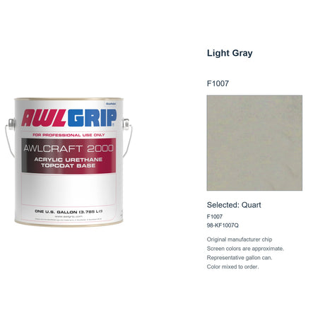Awlgrip Awlcraft 2000 Light Gray F1007, selected Quart, F1007: original manufacturer chip with representative gallon can