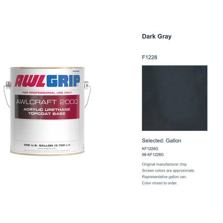 Awlgrip Awlcraft 2000 Dark Gray F1228, selected Gallon, KF1228G: original manufacturer chip with representative gallon can