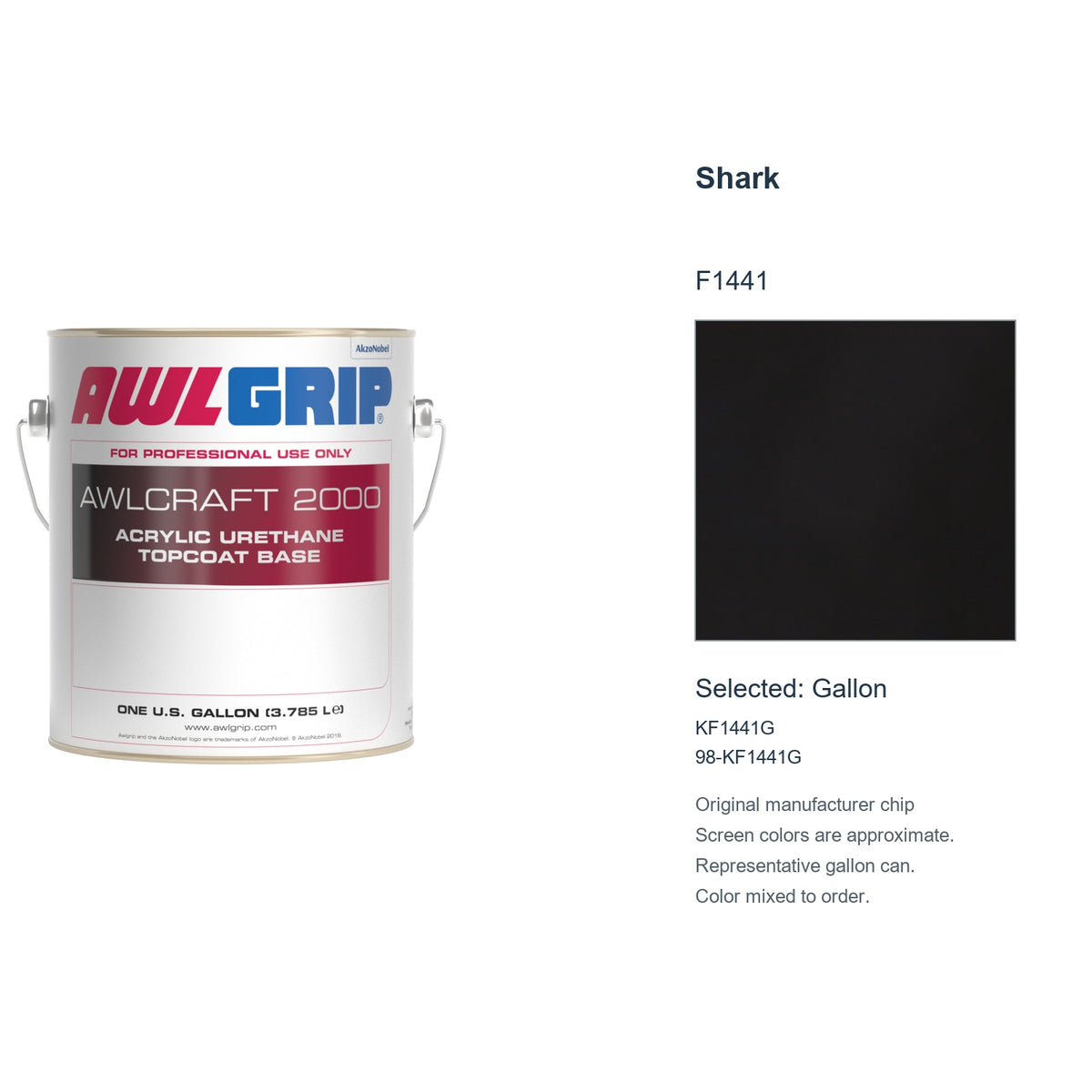Awlgrip Awlcraft 2000 Shark F1441, selected Gallon, KF1441G: original manufacturer chip with representative gallon can
