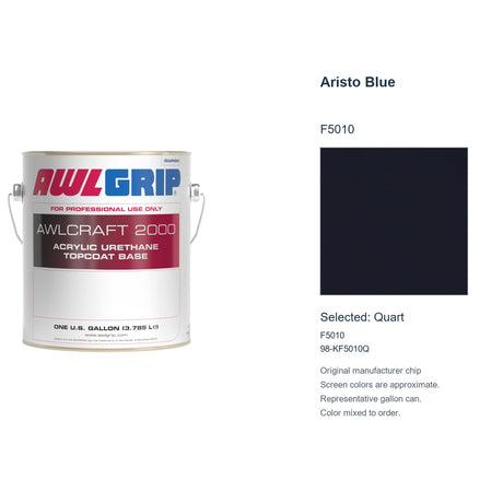 Awlgrip Awlcraft 2000 Aristo Blue F5010, selected Quart, F5010: original manufacturer chip with representative gallon can
