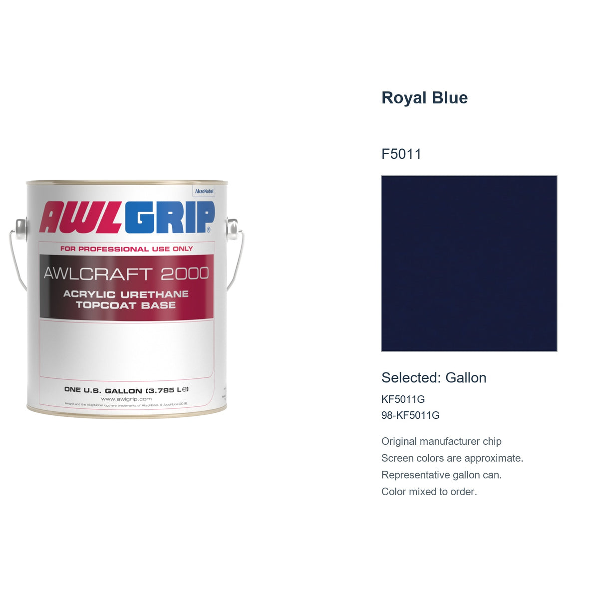 Awlgrip Awlcraft 2000 Royal Blue F5011, selected Gallon, KF5011G: original manufacturer chip with representative gallon can