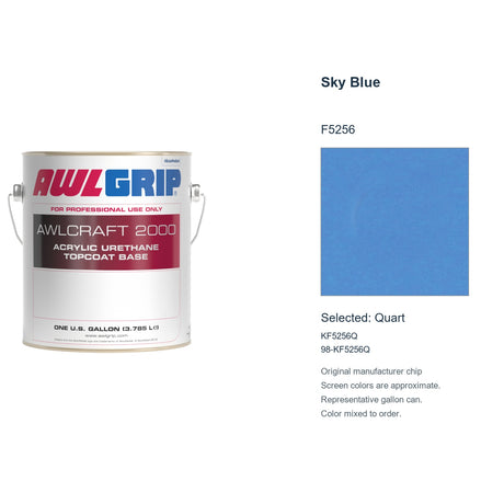 Awlgrip Awlcraft 2000 Sky Blue F5256, selected Quart, KF5256Q: original manufacturer chip with representative gallon can