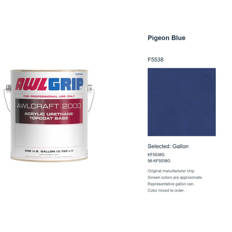 Awlgrip Awlcraft 2000 Pigeon Blue F5538, selected Gallon, KF5538G: original manufacturer chip with representative gallon can