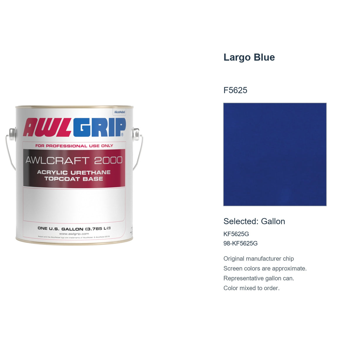 Awlgrip Awlcraft 2000 Largo Blue F5625, selected Gallon, KF5625G: original manufacturer chip with representative gallon can