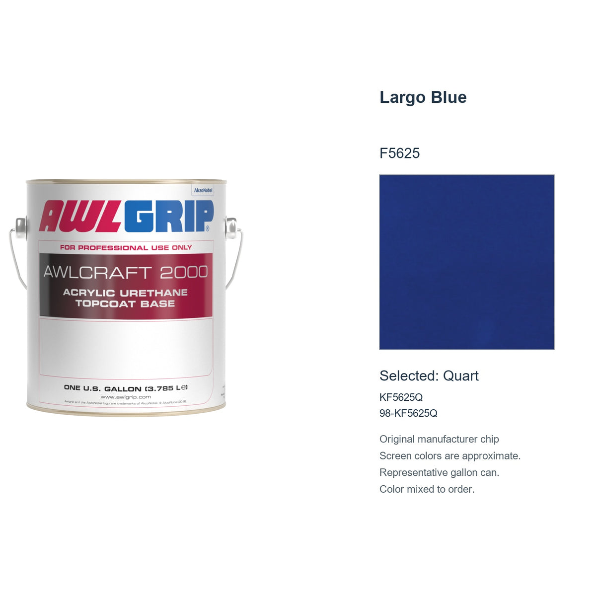 Awlgrip Awlcraft 2000 Largo Blue F5625, selected Quart, KF5625Q: original manufacturer chip with representative gallon can
