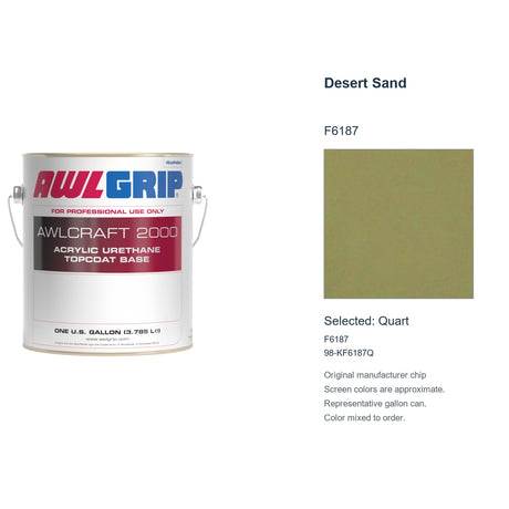 Awlgrip Awlcraft 2000 Desert Sand F6187, selected Quart, F6187: original manufacturer chip with representative gallon can