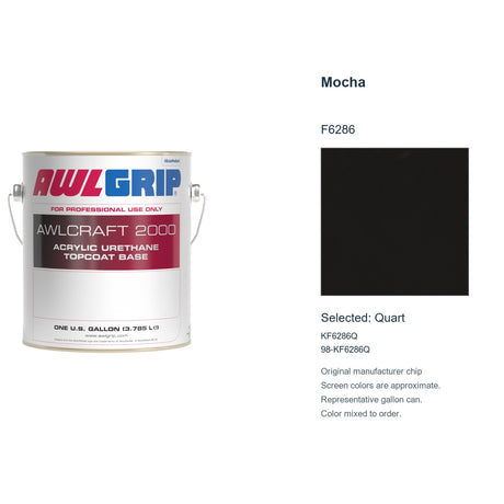 Awlgrip Awlcraft 2000 Mocha F6286, selected Quart, KF6286Q: original manufacturer chip with representative gallon can