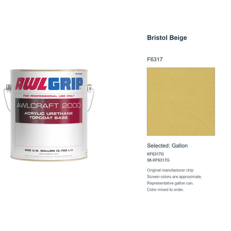 Awlgrip Awlcraft 2000 Bristol Beige F6317, selected Gallon, KF6317G: original manufacturer chip with representative gallon can