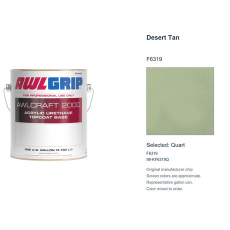 Awlgrip Awlcraft 2000 Desert Tan F6319, selected Quart, F6319: original manufacturer chip with representative gallon can