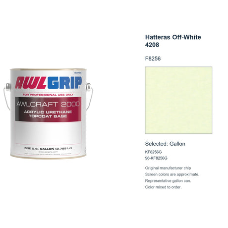 Awlgrip Awlcraft 2000 Hatteras Off-White 4208 F8256, selected Gallon, KF8256G: original manufacturer chip with representative gallon can