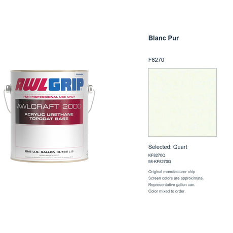 Awlgrip Awlcraft 2000 Blanc Pur F8270, selected Quart, KF8270Q: original manufacturer chip with representative gallon can