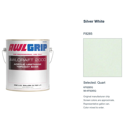 Awlgrip Awlcraft 2000 Silver White F8285, selected Quart, KF8285Q: original manufacturer chip with representative gallon can