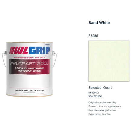 Awlgrip Awlcraft 2000 Sand White F8286, selected Quart, KF8286Q: original manufacturer chip with representative gallon can