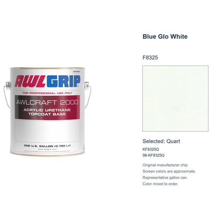 Awlgrip Awlcraft 2000 Blue Glo White F8325, selected Quart, KF8325Q: original manufacturer chip with representative gallon can