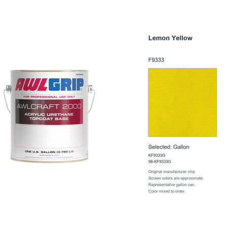 Awlgrip Awlcraft 2000 Lemon Yellow F9333, selected Gallon, KF9333G: original manufacturer chip with representative gallon can