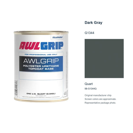 Awlgrip Dark Gray G1344, Quart, 98-G1344Q: representative original can with exact manufacturer color card sample