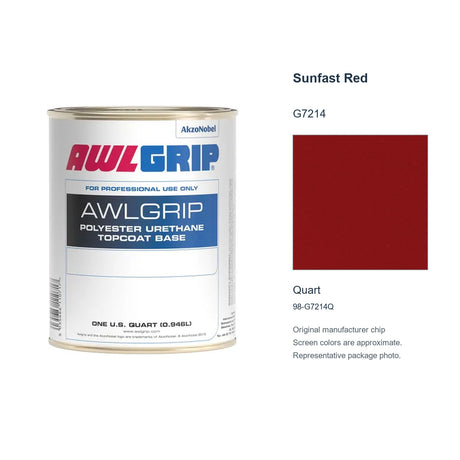 Awlgrip Sunfast Red G7214, Quart, 98-G7214Q: representative original can with exact manufacturer color card sample
