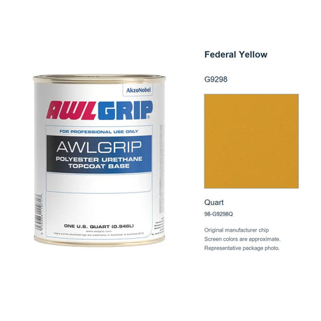 Awlgrip Federal Yellow G9298, Quart, 98-G9298Q: representative original can with exact manufacturer color card sample