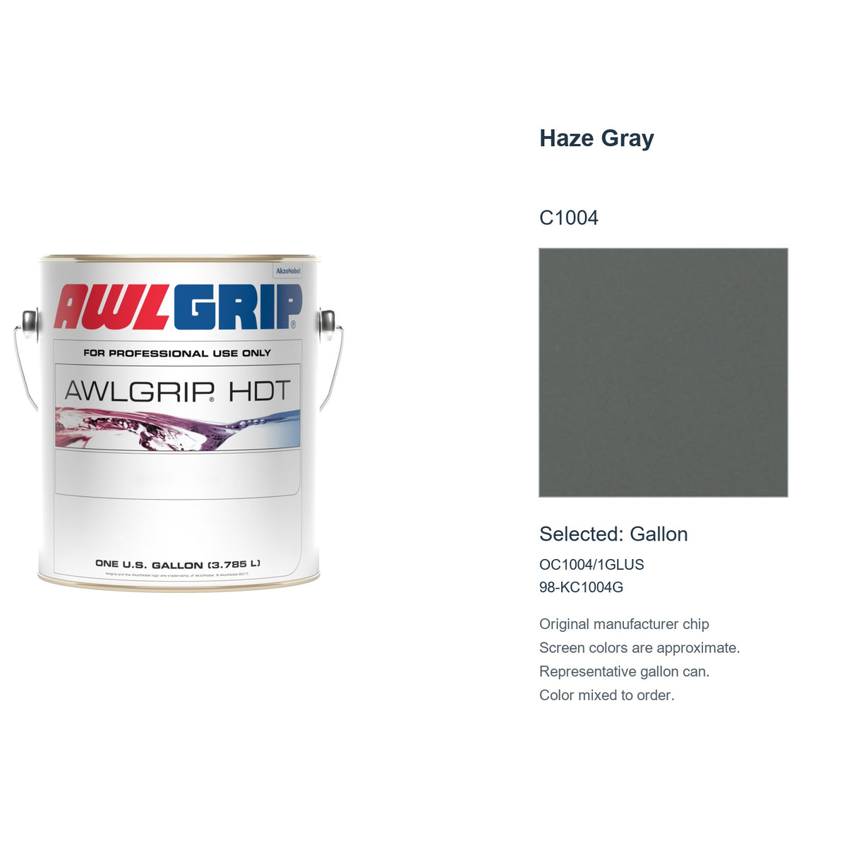 Awlgrip HDT Haze Gray C1004, selected Gallon, OC1004/1GLUS: original manufacturer chip with representative gallon can