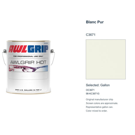 Awlgrip HDT Blanc Pur C3671, selected Gallon, OC3671: original manufacturer chip with representative gallon can
