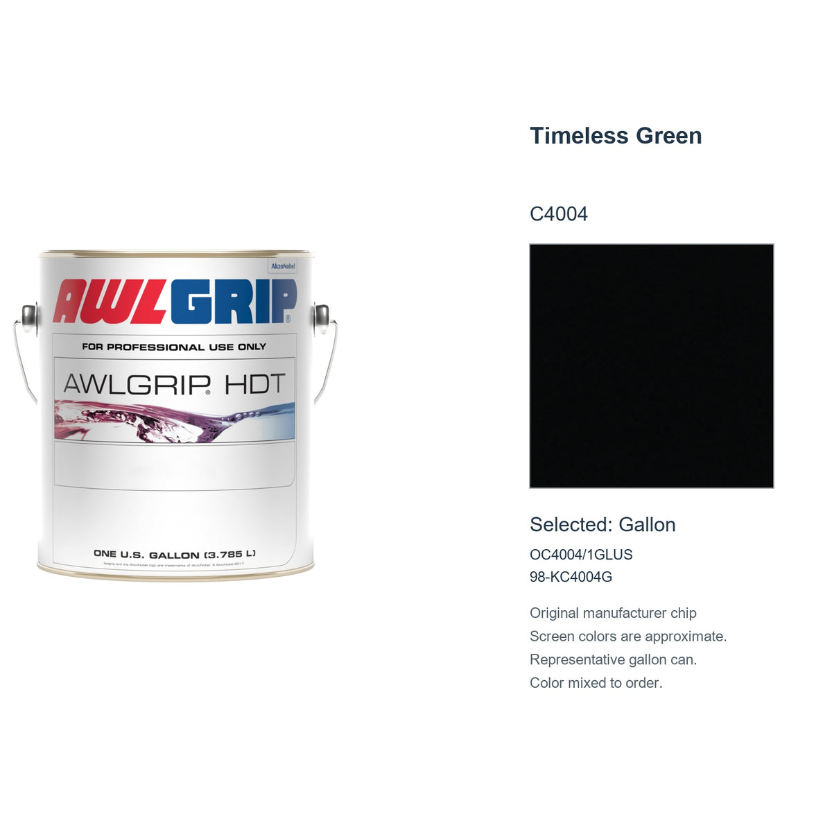 Awlgrip HDT Timeless Green C4004, selected Gallon, OC4004/1GLUS: original manufacturer chip with representative gallon can