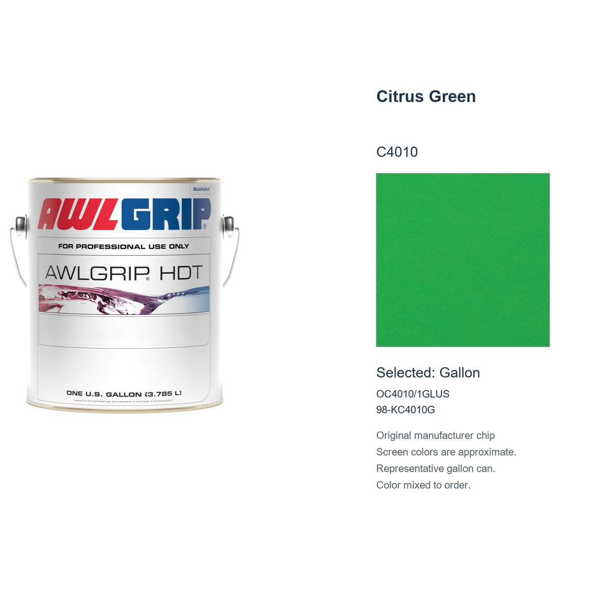 Awlgrip HDT Citrus Green C4010, selected Gallon, OC4010/1GLUS: original manufacturer chip with representative gallon can