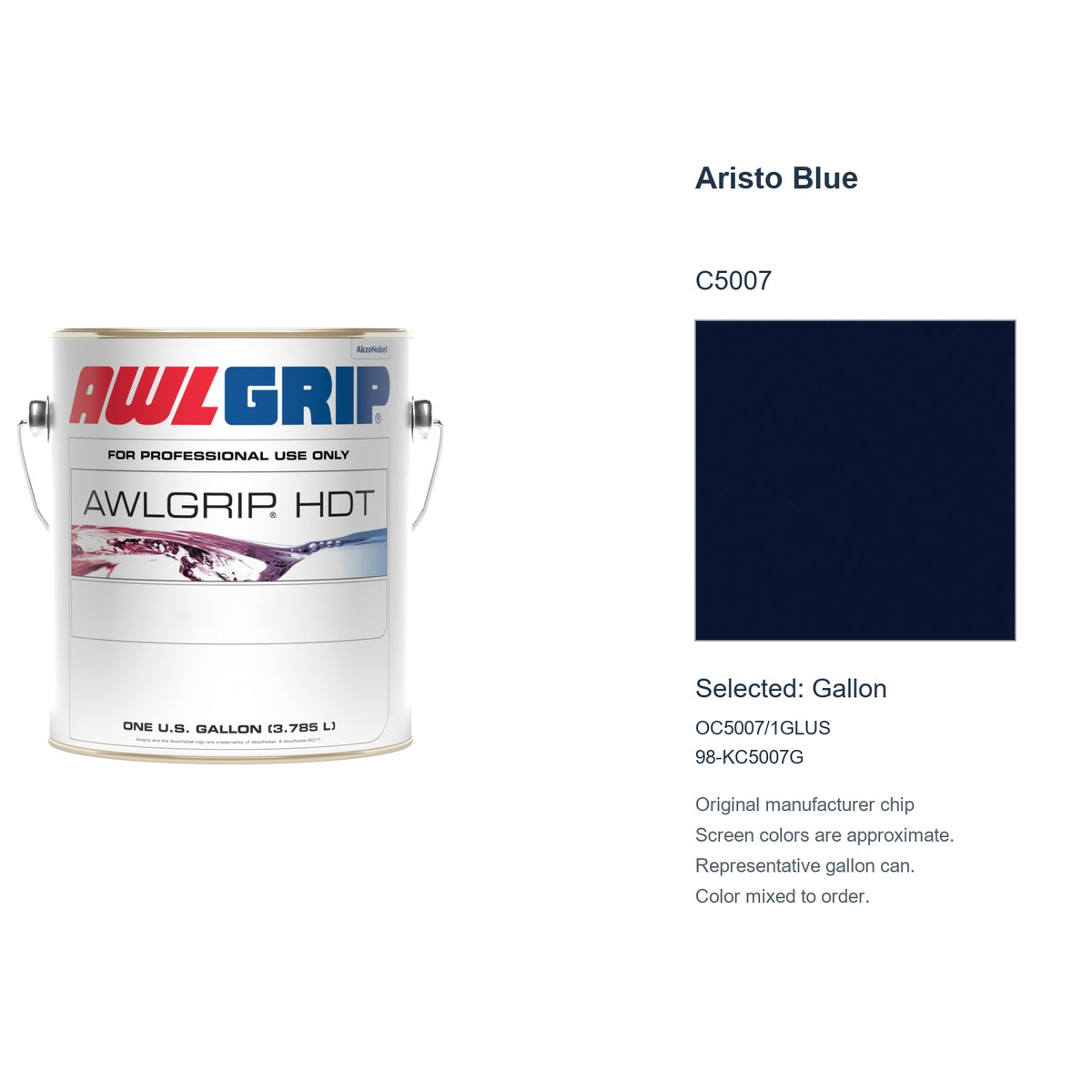 Awlgrip HDT Aristo Blue C5007, selected Gallon, OC5007/1GLUS: original manufacturer chip with representative gallon can