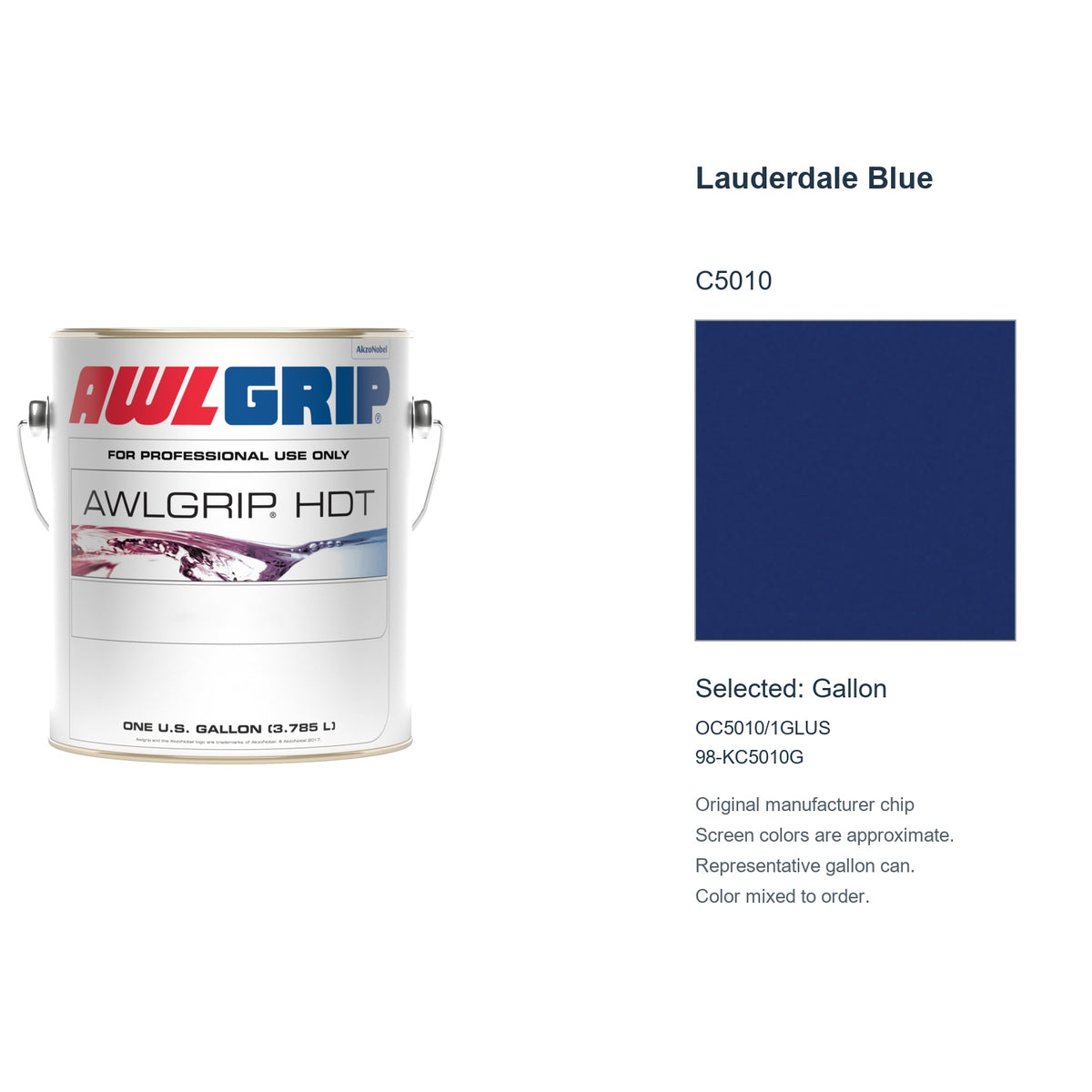 Awlgrip HDT Lauderdale Blue C5010, selected Gallon, OC5010/1GLUS: original manufacturer chip with representative gallon can