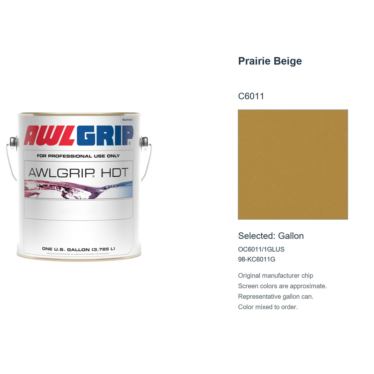 Awlgrip HDT Prairie Beige C6011, selected Gallon, OC6011/1GLUS: original manufacturer chip with representative gallon can