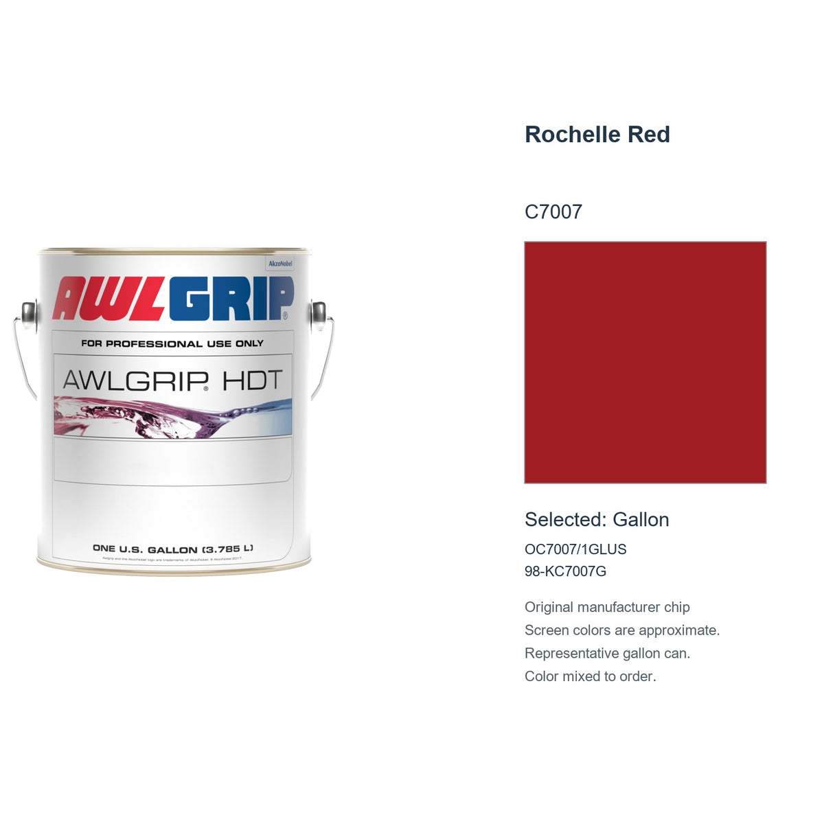 Awlgrip HDT Rochelle Red C7007, selected Gallon, OC7007/1GLUS: original manufacturer chip with representative gallon can