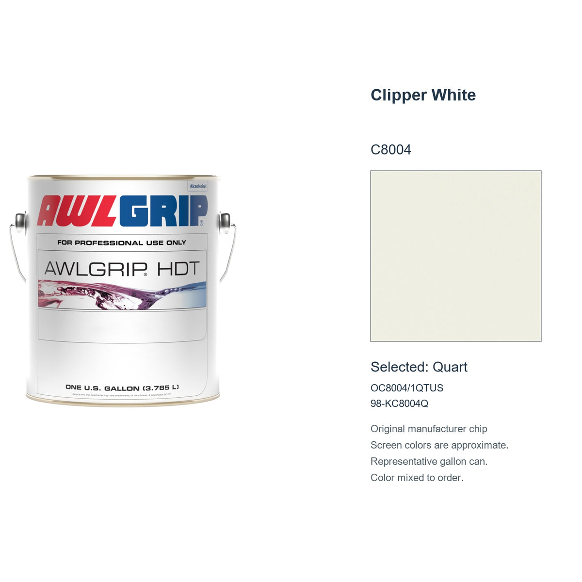 Awlgrip HDT Clipper White C8004, selected Quart, OC8004/1QTUS: original manufacturer chip with representative gallon can
