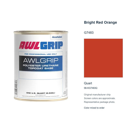 Awlgrip Bright Red Orange G7483, Quart, 98-KG7483Q: representative original can with exact manufacturer color card sample