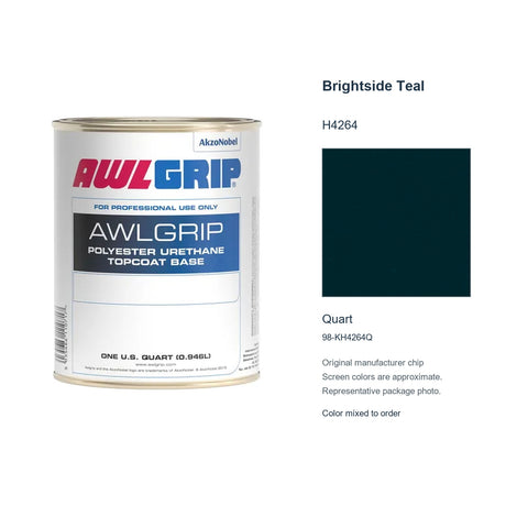 Awlgrip Brightside Teal H4264, Quart, 98-KH4264Q: representative original can with exact manufacturer color card sample