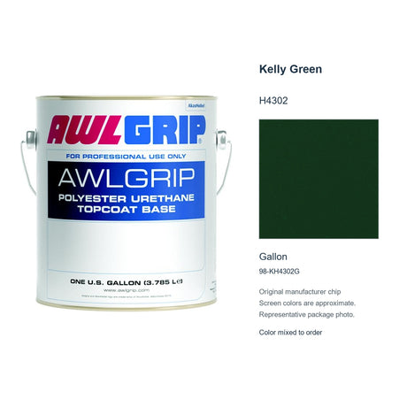 Awlgrip Kelly Green H4302, Gallon, 98-KH4302G: representative original can with exact manufacturer color card sample