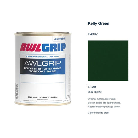 Awlgrip Kelly Green H4302, Quart, 98-KH4302Q: representative original can with exact manufacturer color card sample