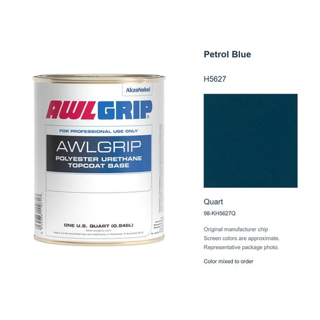 Awlgrip Petrol Blue H5627, Quart, 98-KH5627Q: representative original can with exact manufacturer color card sample