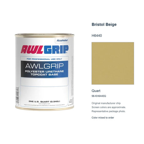 Awlgrip Bristol Beige H6440, Quart, 98-KH6440Q: representative original can with exact manufacturer color card sample