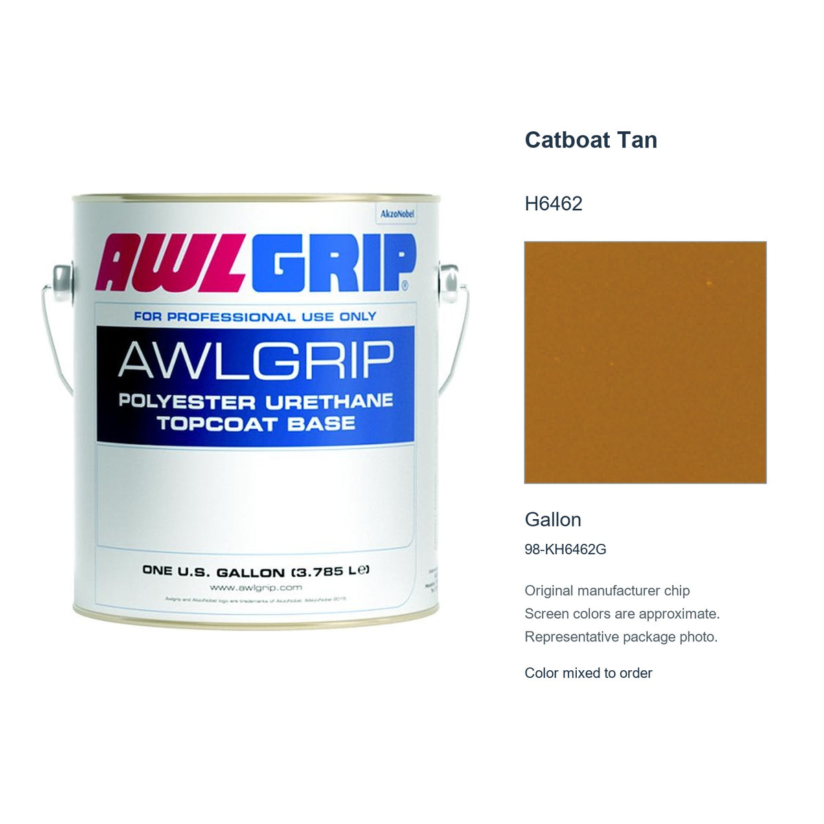 Awlgrip Catboat Tan H6462, Gallon, 98-KH6462G: representative original can with exact manufacturer color card sample