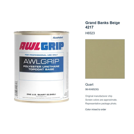 Awlgrip Grand Banks Beige 4217 H6523, Quart, 98-KH6523Q: representative original can with exact manufacturer color card sample